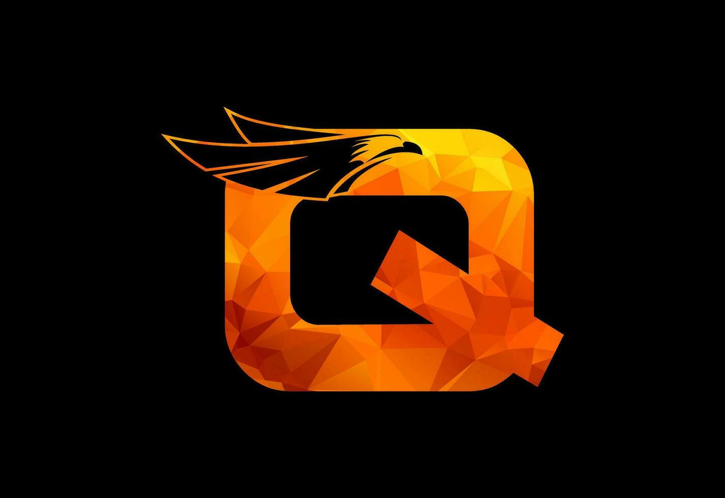 Low poly in a with Eagle head monogram letter.  Free Vector