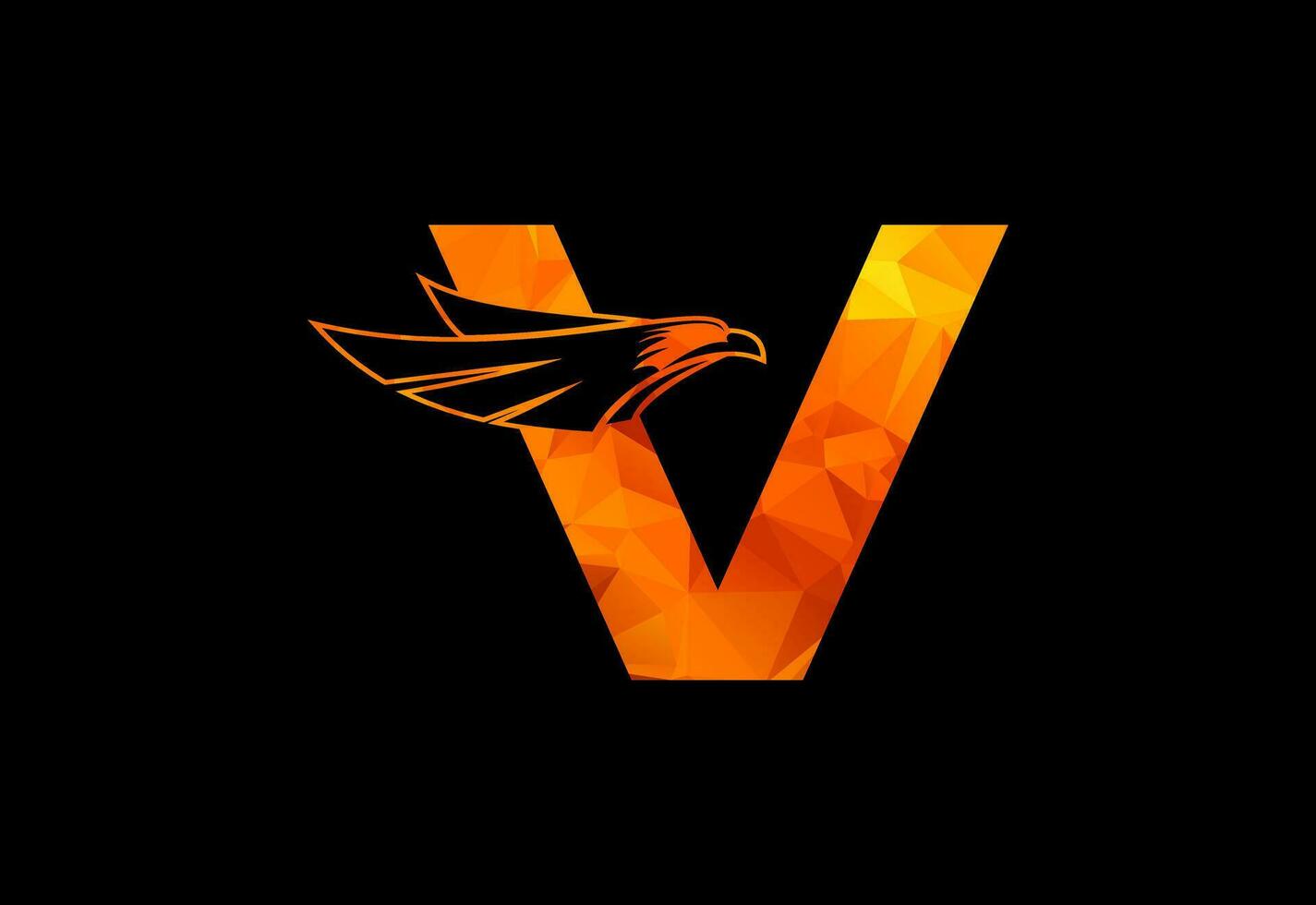 Low poly in a with Eagle head monogram letter.  Free Vector
