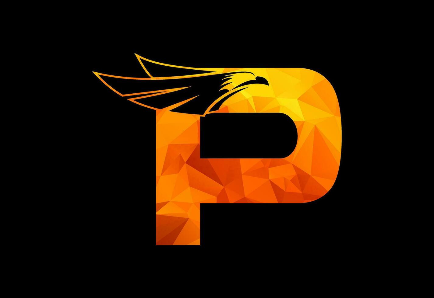 Low poly in a with Eagle head monogram letter.  Free Vector