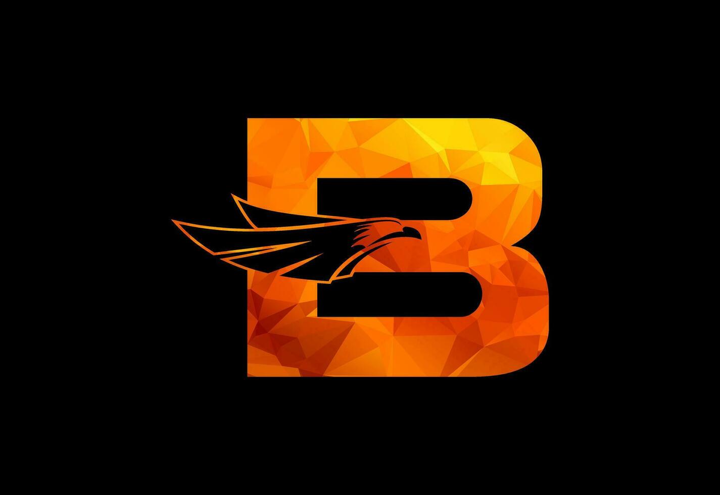 Low poly in a with Eagle head monogram letter.  Free Vector