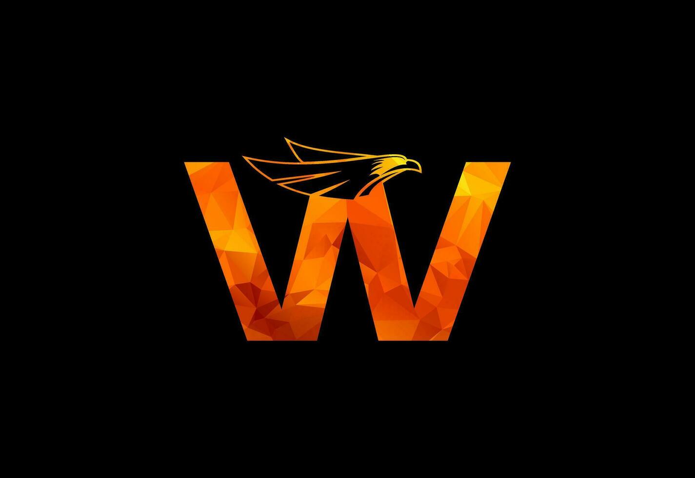Low poly in a with Eagle head monogram letter.  Free Vector