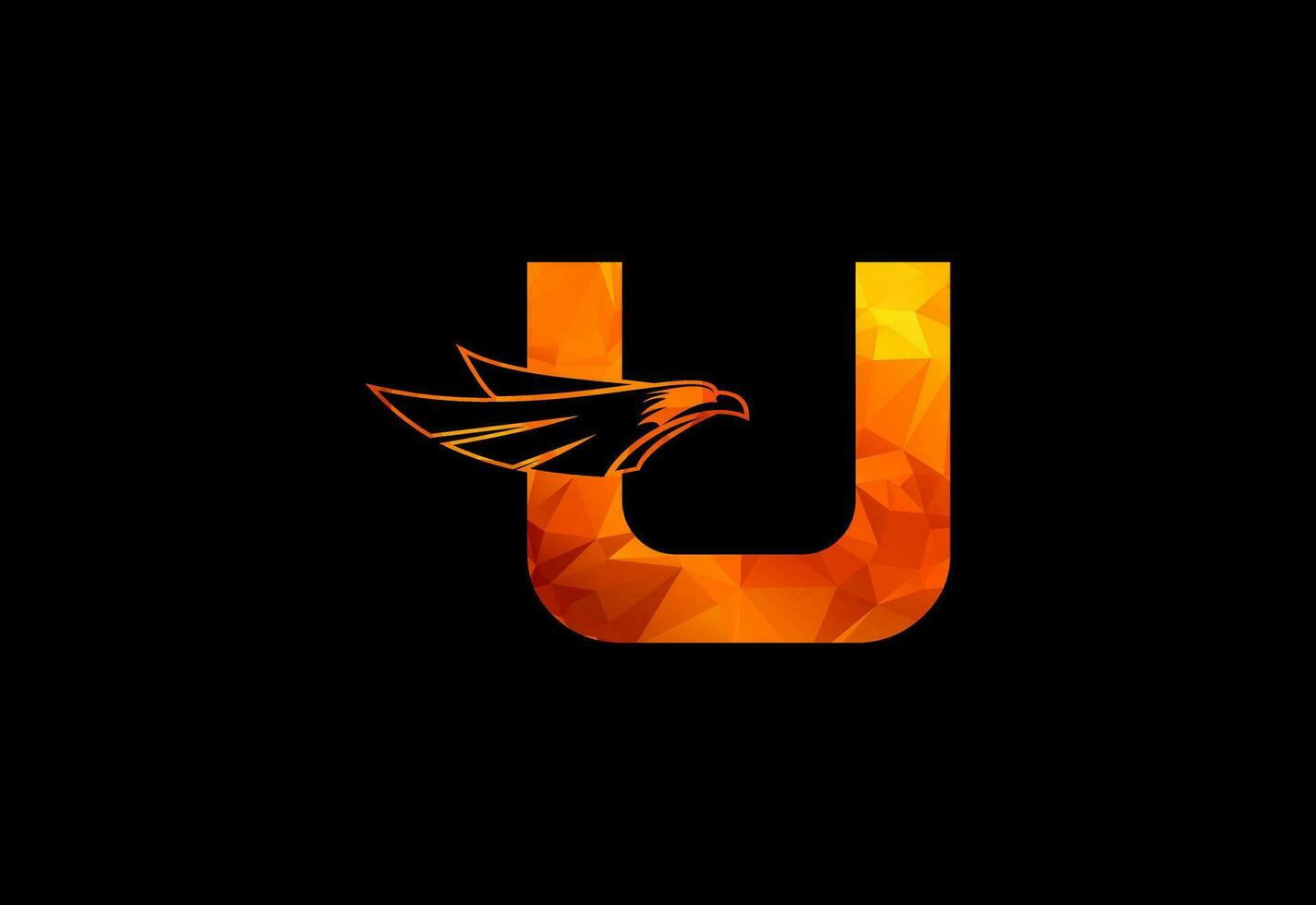 Low poly in a with Eagle head monogram letter.  Free Vector
