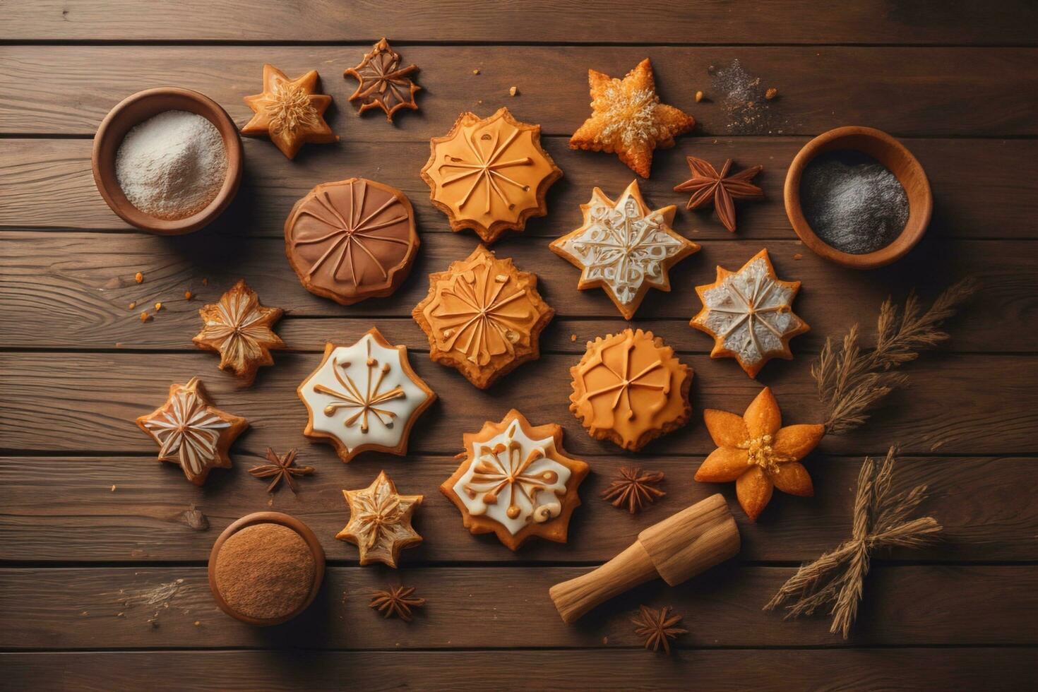 AI generated Chocolate chip cookies on orange background. Close up. Selective focus. ai generative photo