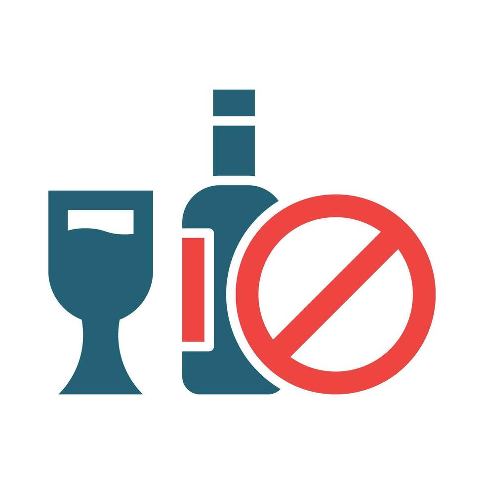 No Alcoholic Drink Vector Glyph Two Color Icons For Personal And Commercial Use.