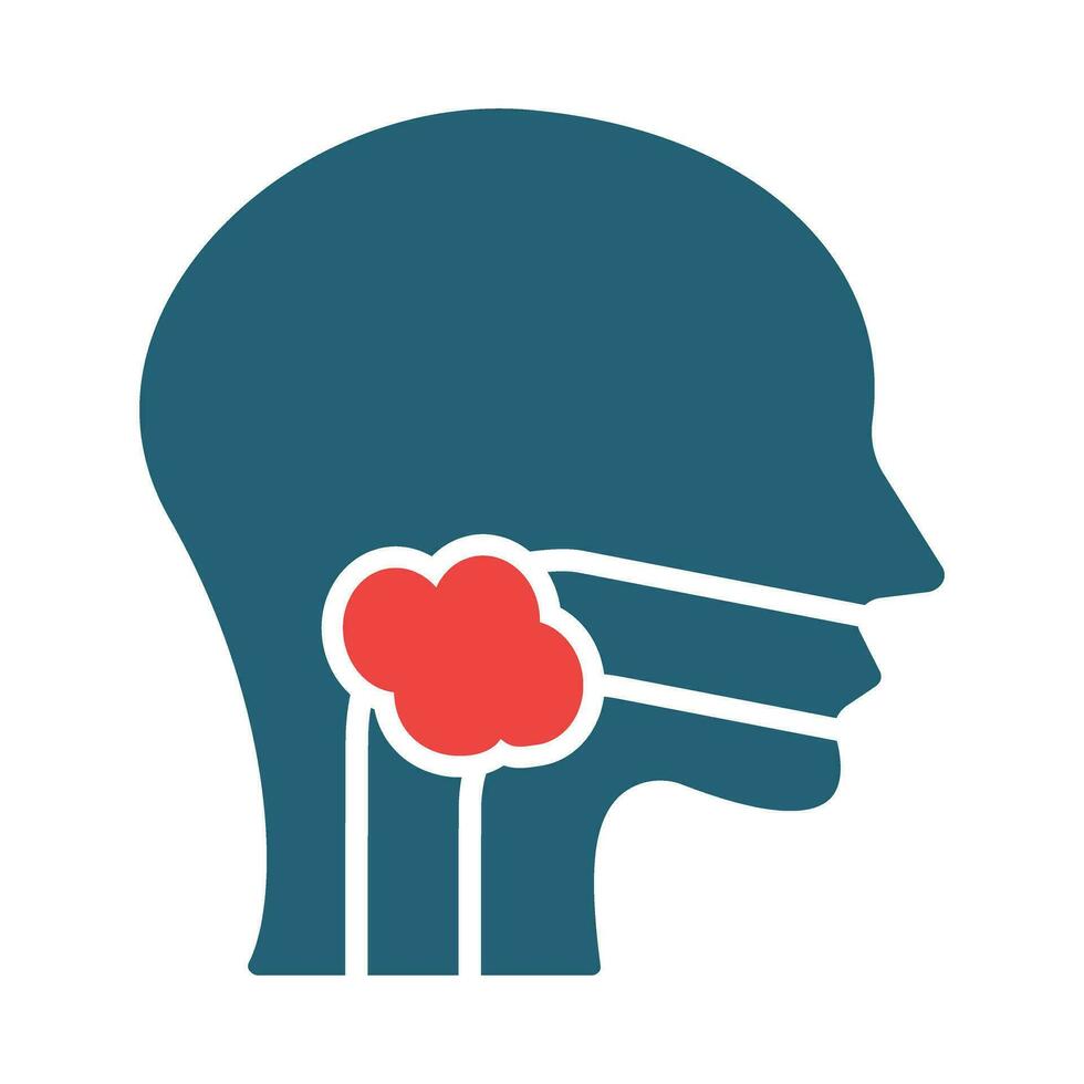 Throat Cancer Vector Glyph Two Color Icons For Personal And Commercial Use.