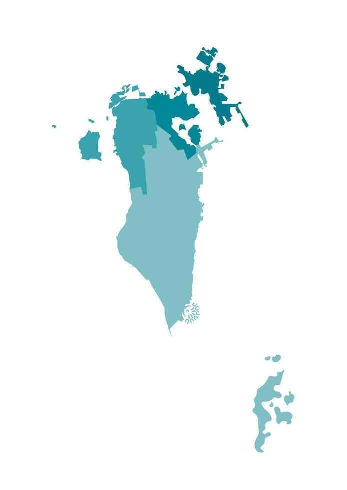 Vector isolated illustration of simplified administrative map of Bahrain. Borders of the governorates, regions. Colorful blue khaki silhouettes.
