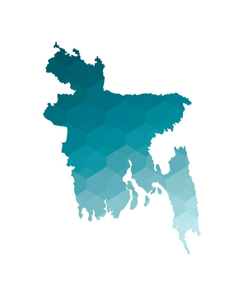 Vector isolated illustration icon with simplified blue silhouette of Bangladesh map. Polygonal geometric style. White background.