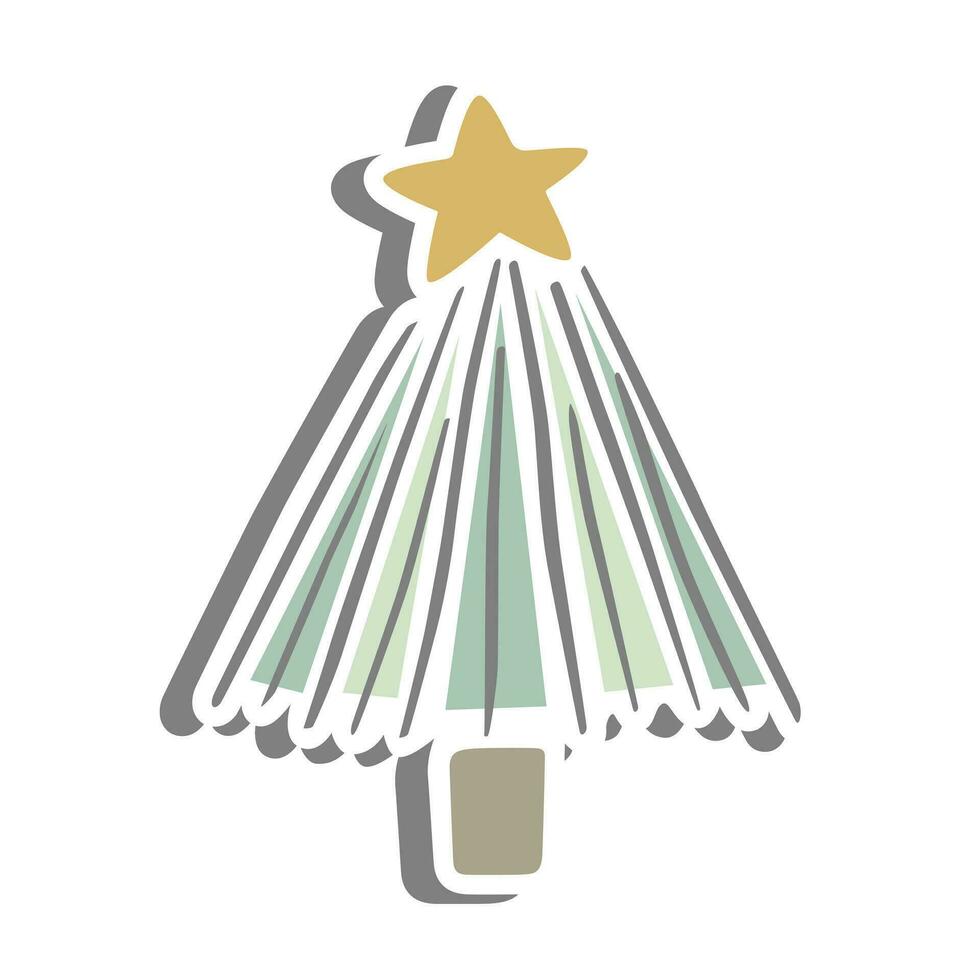 Navidad árbol con estrella en blanco silueta y gris sombra. vector ilustración para decoración o ninguna diseño.