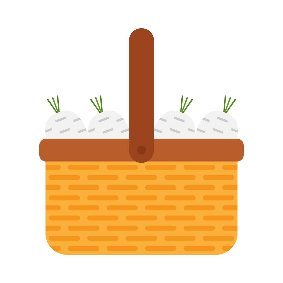 Vegetable basket flat illustration vector