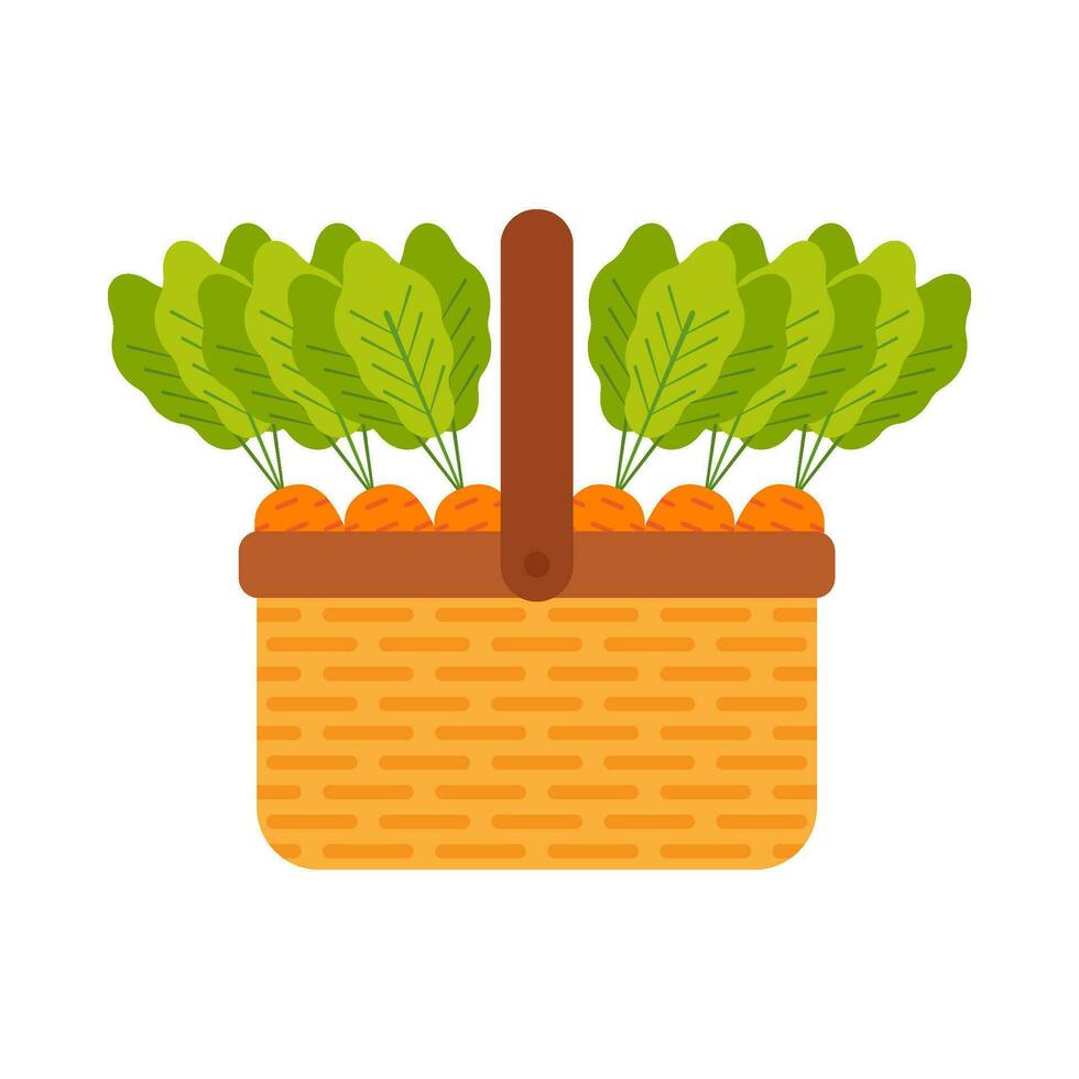 Vegetable basket flat illustration vector