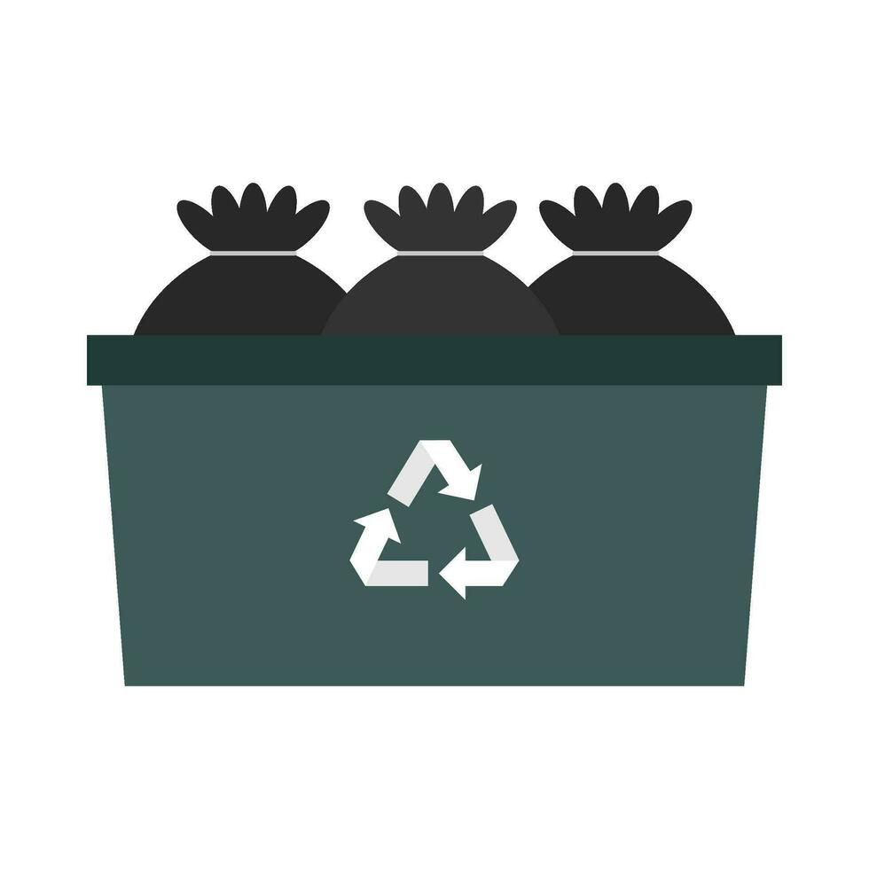 Flat illustration of trash can vector