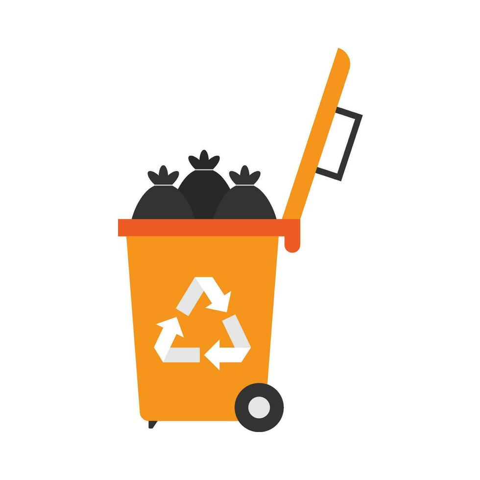 Flat illustration of trash can vector