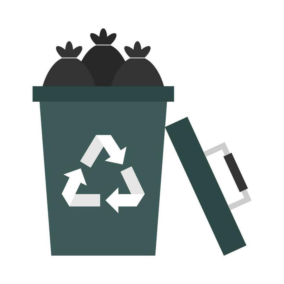 Flat illustration of trash can vector