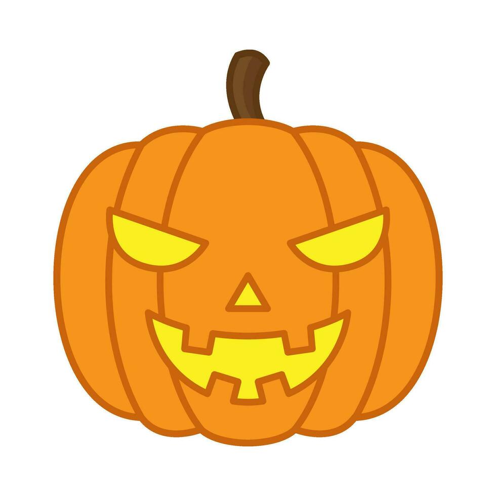 Scary pumpkin head flat illustration vector
