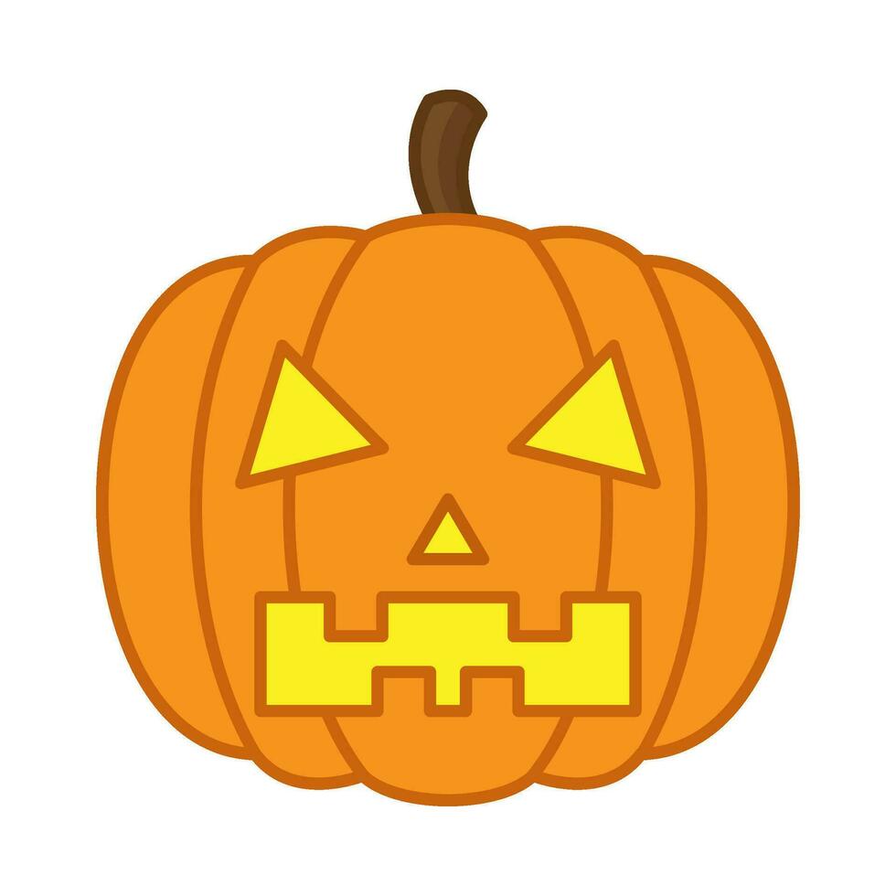 Scary pumpkin head flat illustration vector