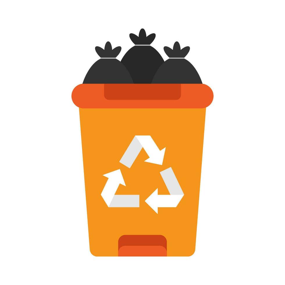 Flat illustration of trash can vector