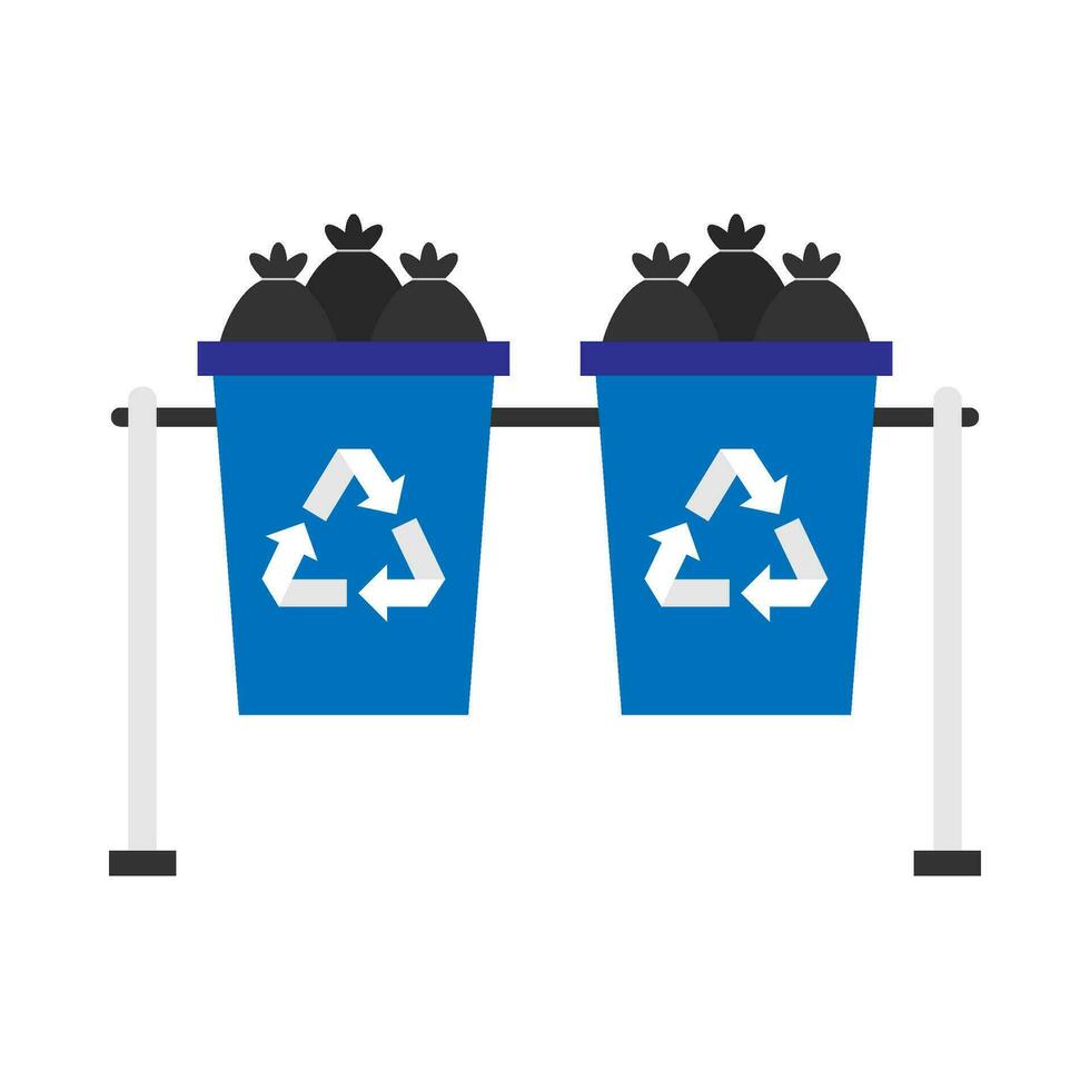 Flat illustration of trash can vector