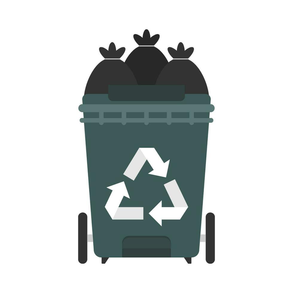 Flat illustration of trash can vector