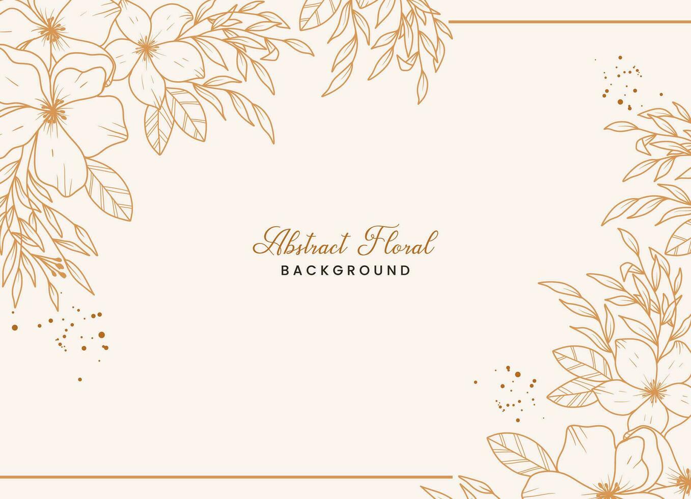 Hand drawn floral botanical background with line art flowers and leaves vector