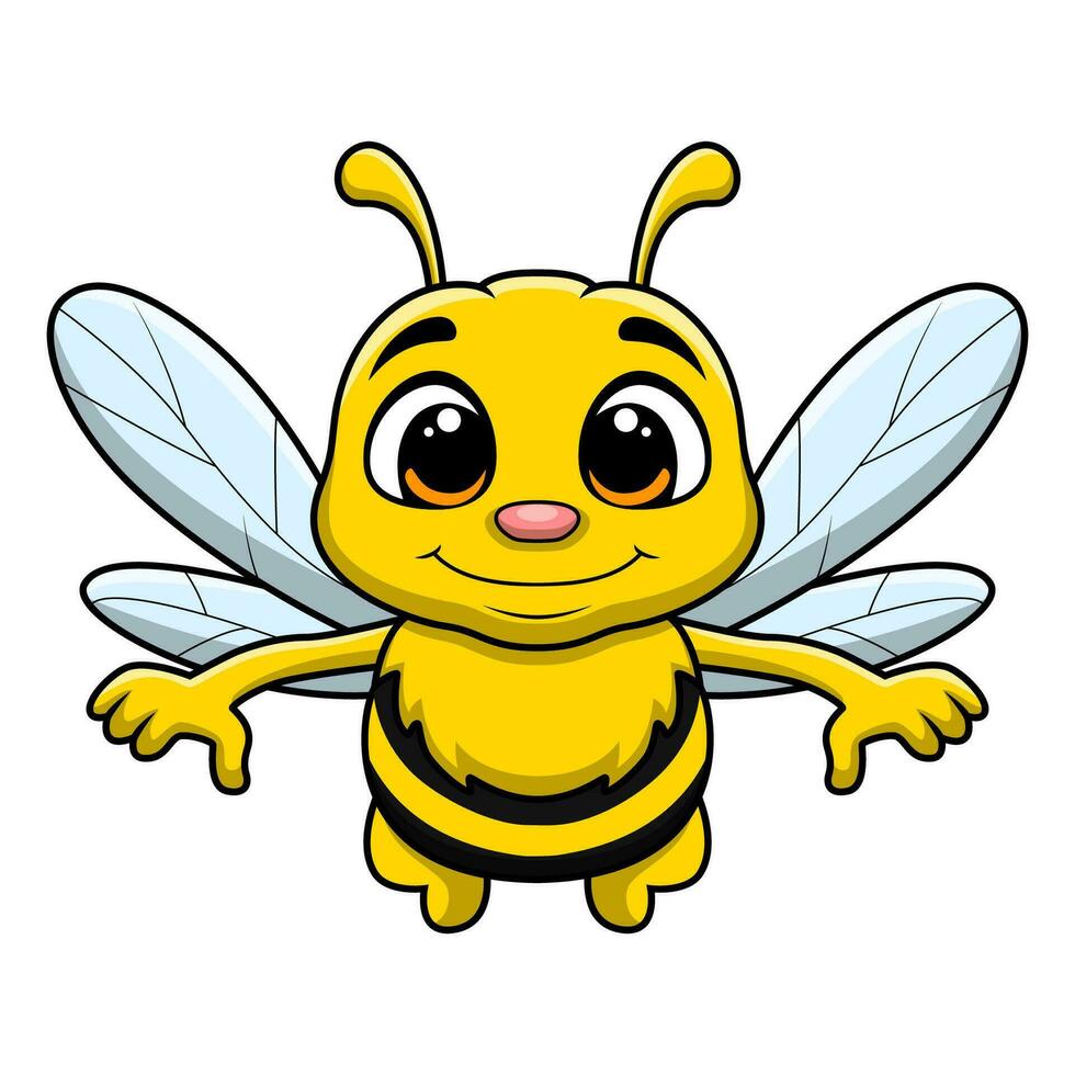 Cute bee cartoon on white background vector
