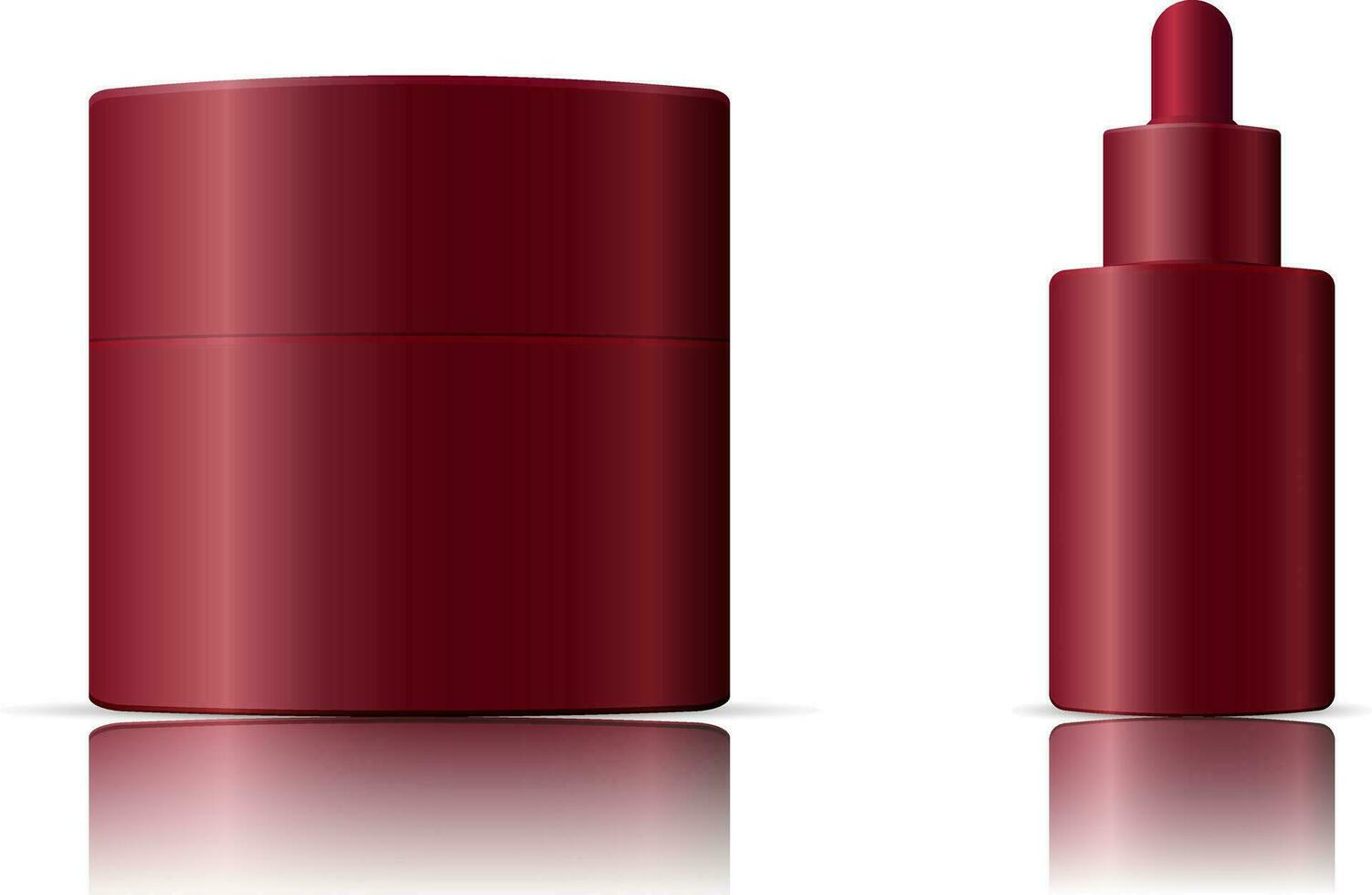 Cream jar and dropper bottle cosmetics set. Vector illustration of packaging for your brand.