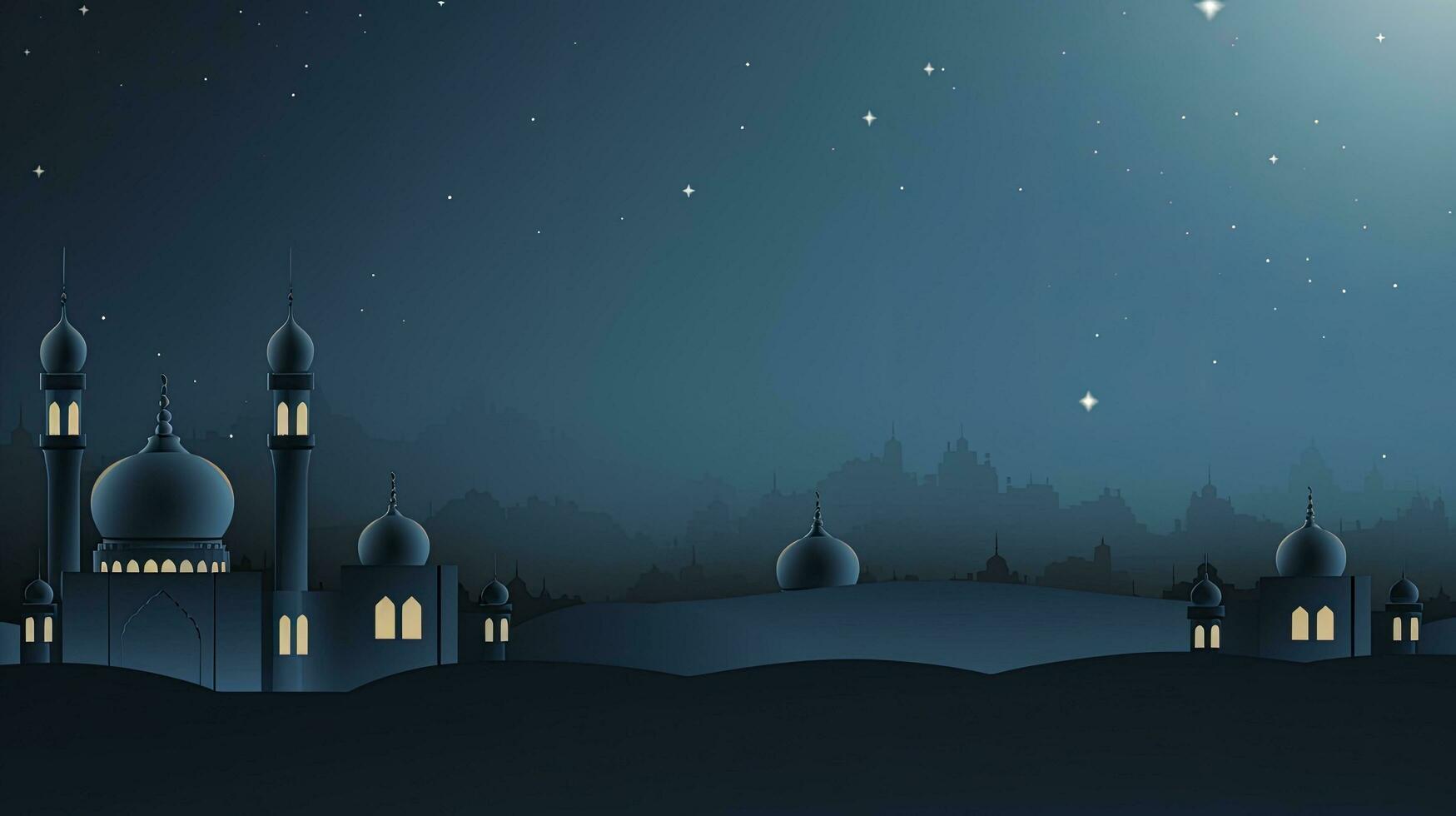 AI generated Golden Moon and Stars Mosque - 3D Illustration photo