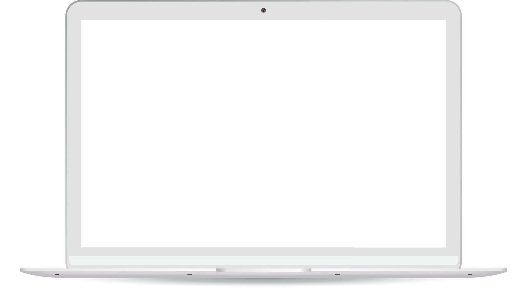 Laptop pc with white lcd screen isolated on background. Portable notebook computer realistic vector illustration. High quality modern design.