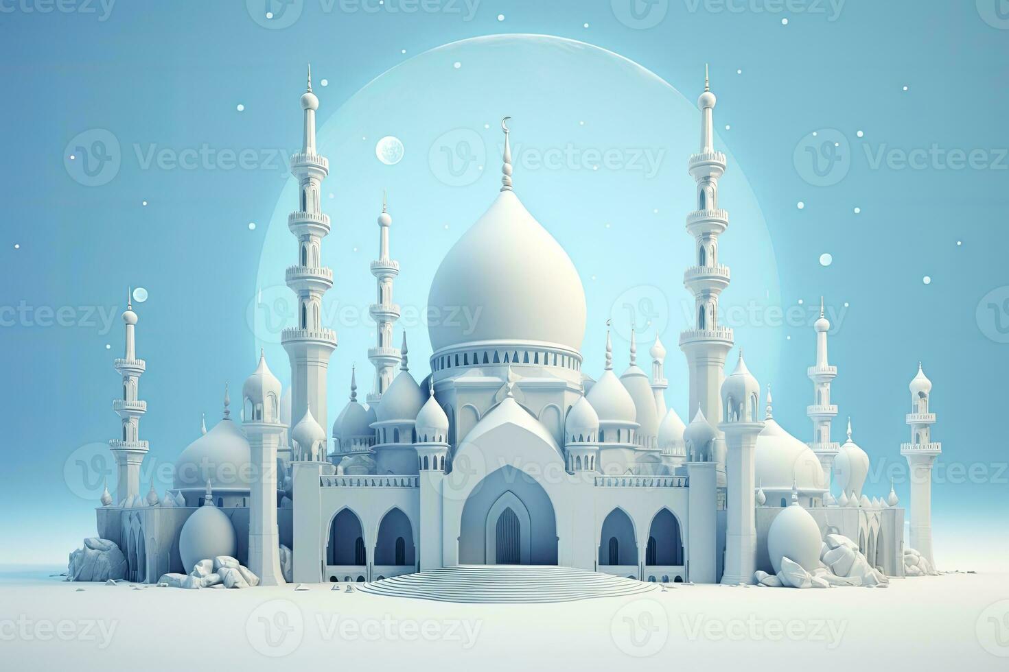 AI generated Seamless Arabic Mosque Decorative Pattern on White photo