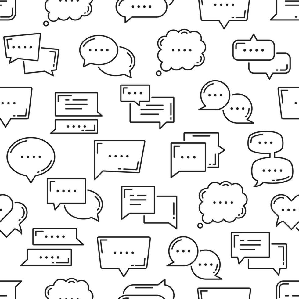 Dialogue balloon, chat bubble seamless pattern vector