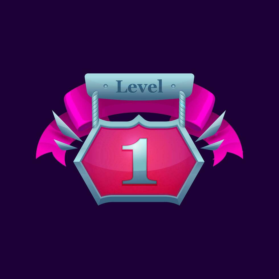 Game level 1 badge for GUI interface popup banner vector