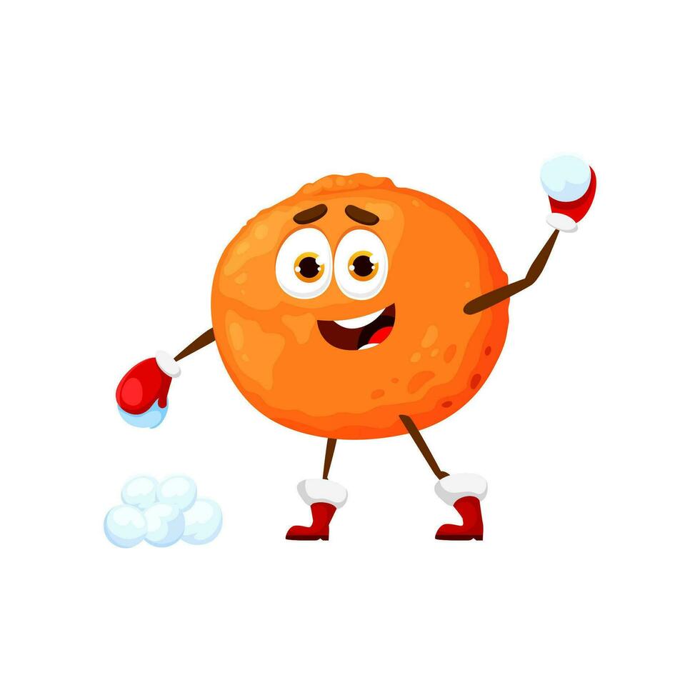 Christmas holiday orange character with snowballs vector