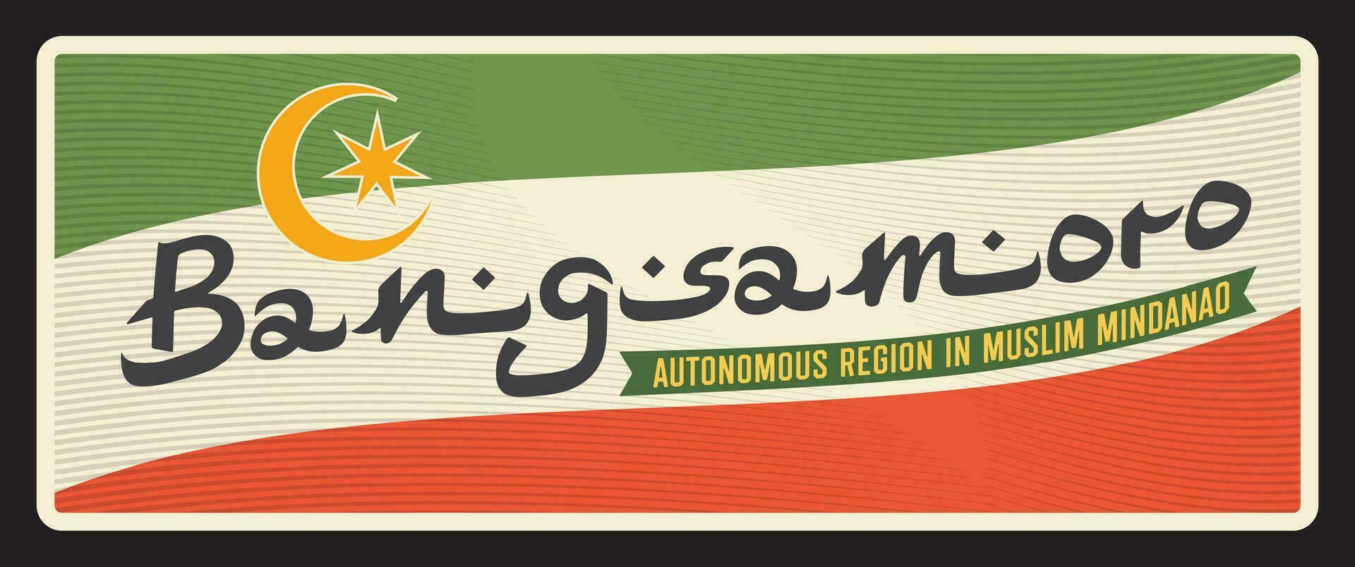 Bangsamoro region, vintage travel plate vector