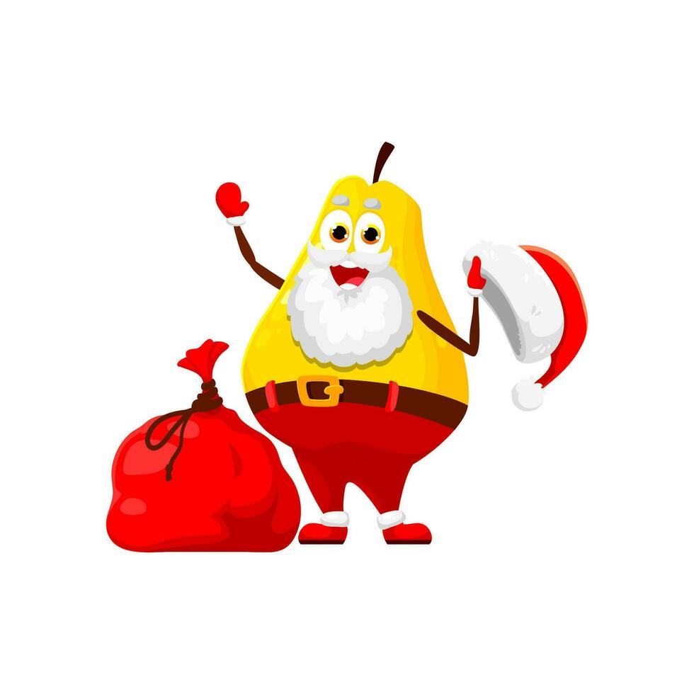 Christmas holiday pear Santa character with gifts vector