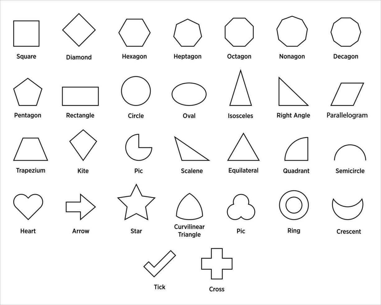 Big set of mathematical and geometric shapes vector