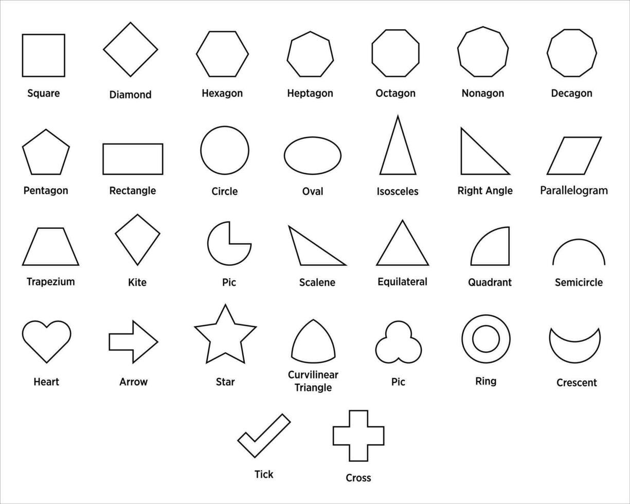 Big set of mathematical and geometric shapes vector