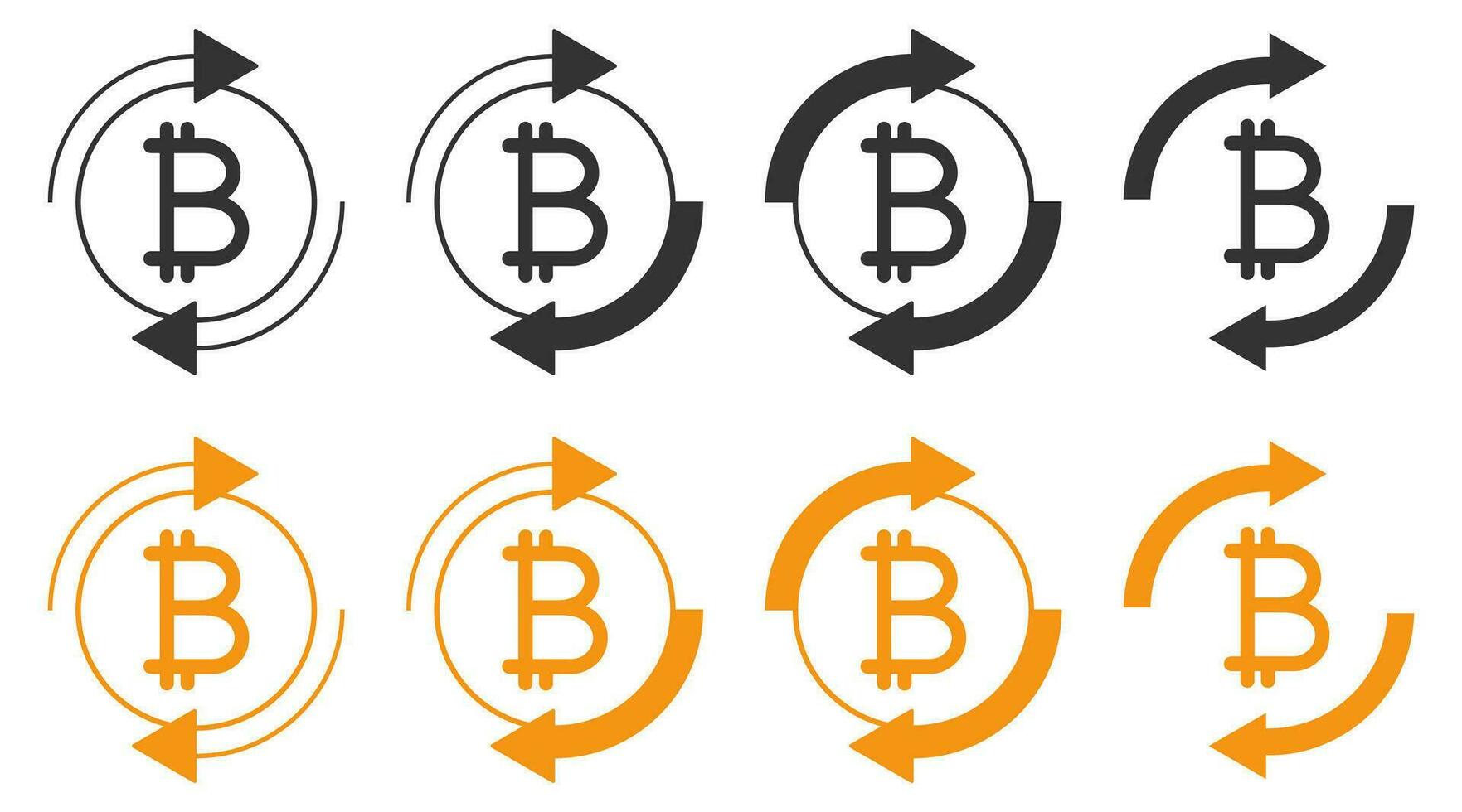 Refresh bitcoin icon. Repeat payment symbol. Sign update cripto curency vector. vector