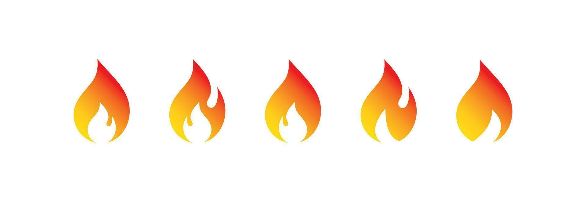Fire icon set. Flame tongue vector