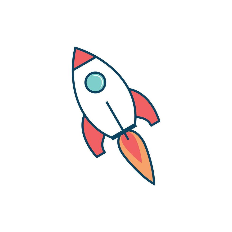 Rocket ship icon. Flying rocket illustration symbol. Sign spaceship vector