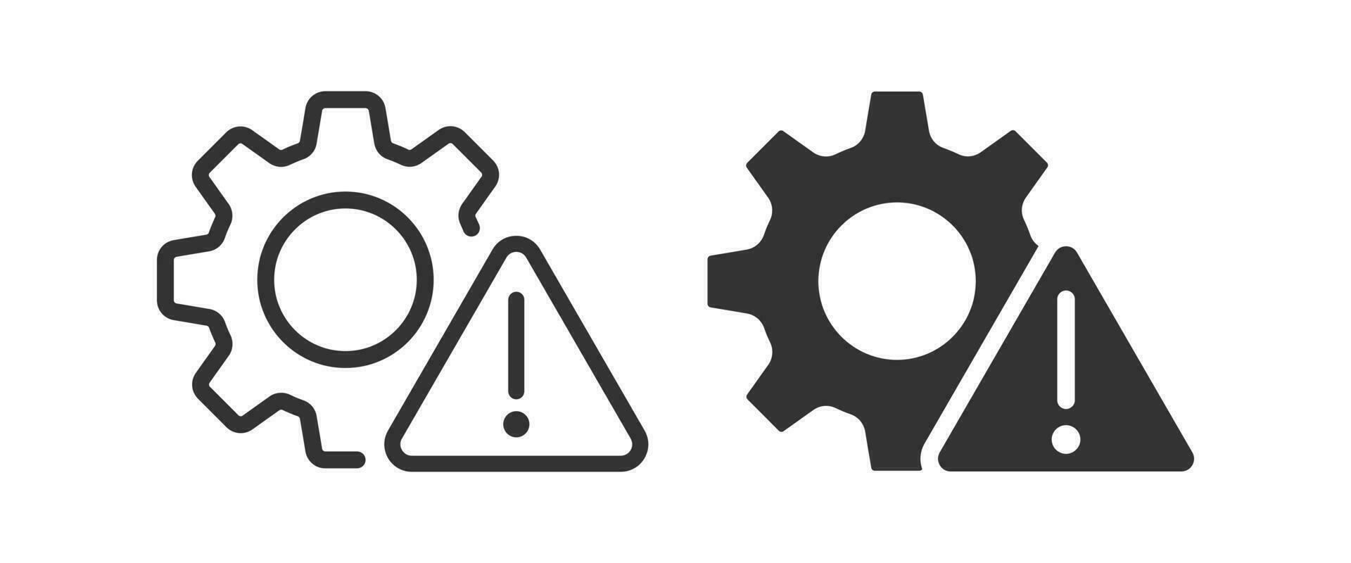 Gear and warning exclamation mark icon. Vector illustration design
