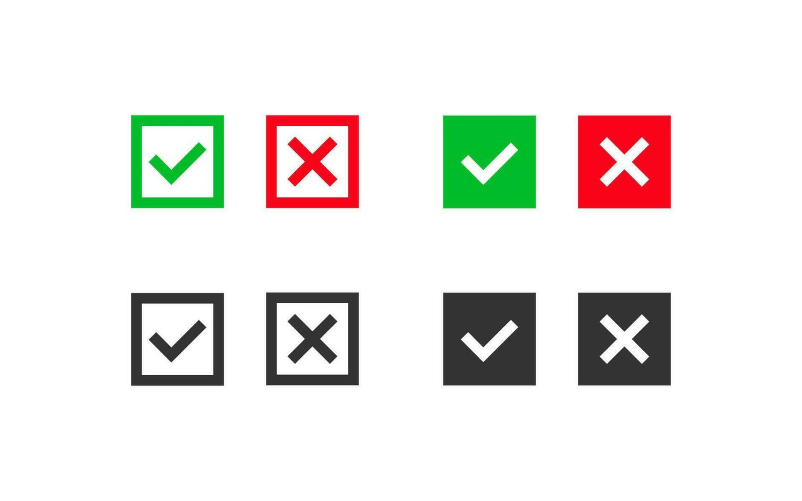 Check mark and cross icon set vector