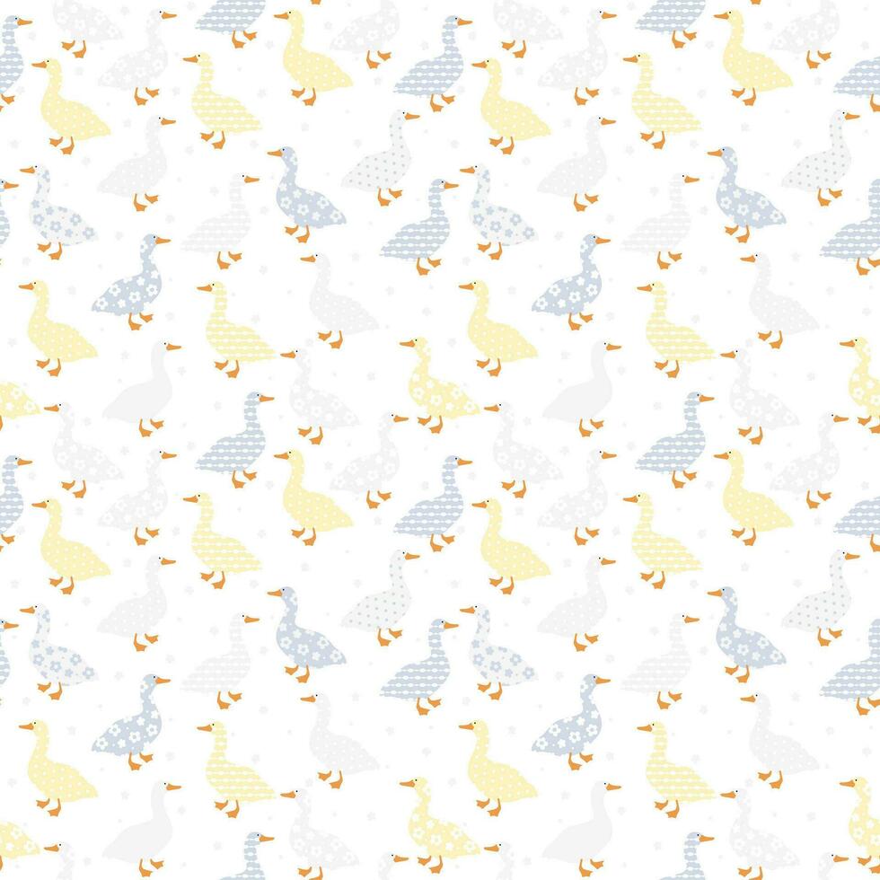 Seamless pattern with funny gooses. vector