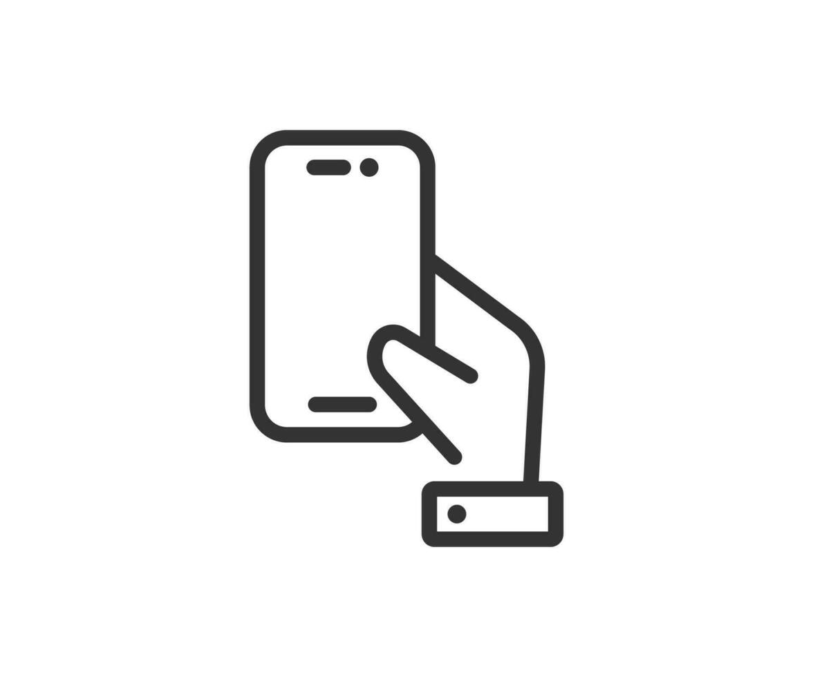 Hand hold mobile phone icon. Vector illustration design.