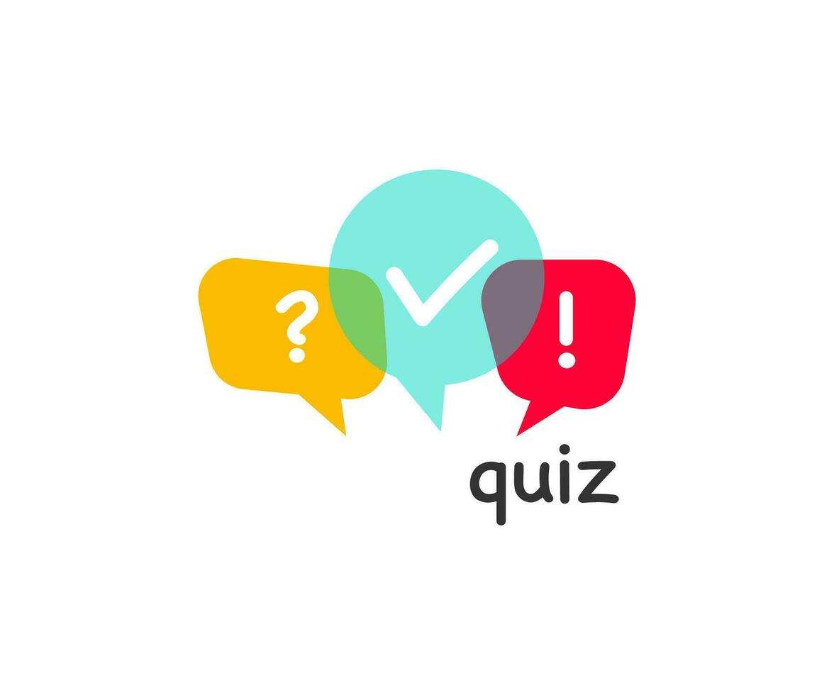 Quiz logo with speech bubble symbols icon. Social bubble vector
