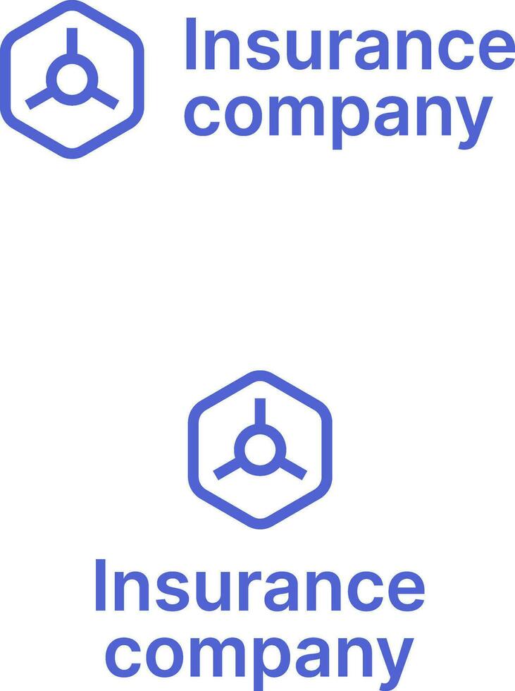 Insurance company business logo with brand name. Safe box icon. Blue creative design element and visual identity. Suitable for insurance, financial protection, risk management. vector