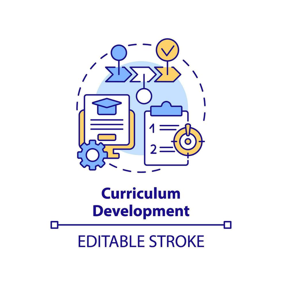 2D editable multicolor curriculum development icon, simple isolated vector, learning theories thin line illustration. vector