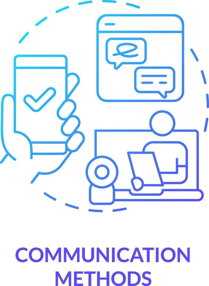 2D communications methods thin line gradient icon concept, isolated vector, blue illustration representing online therapy. vector
