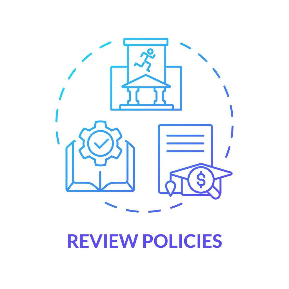 2D review policies thin line gradient icon concept, isolated vector, illustration representing athletic scholarship. vector