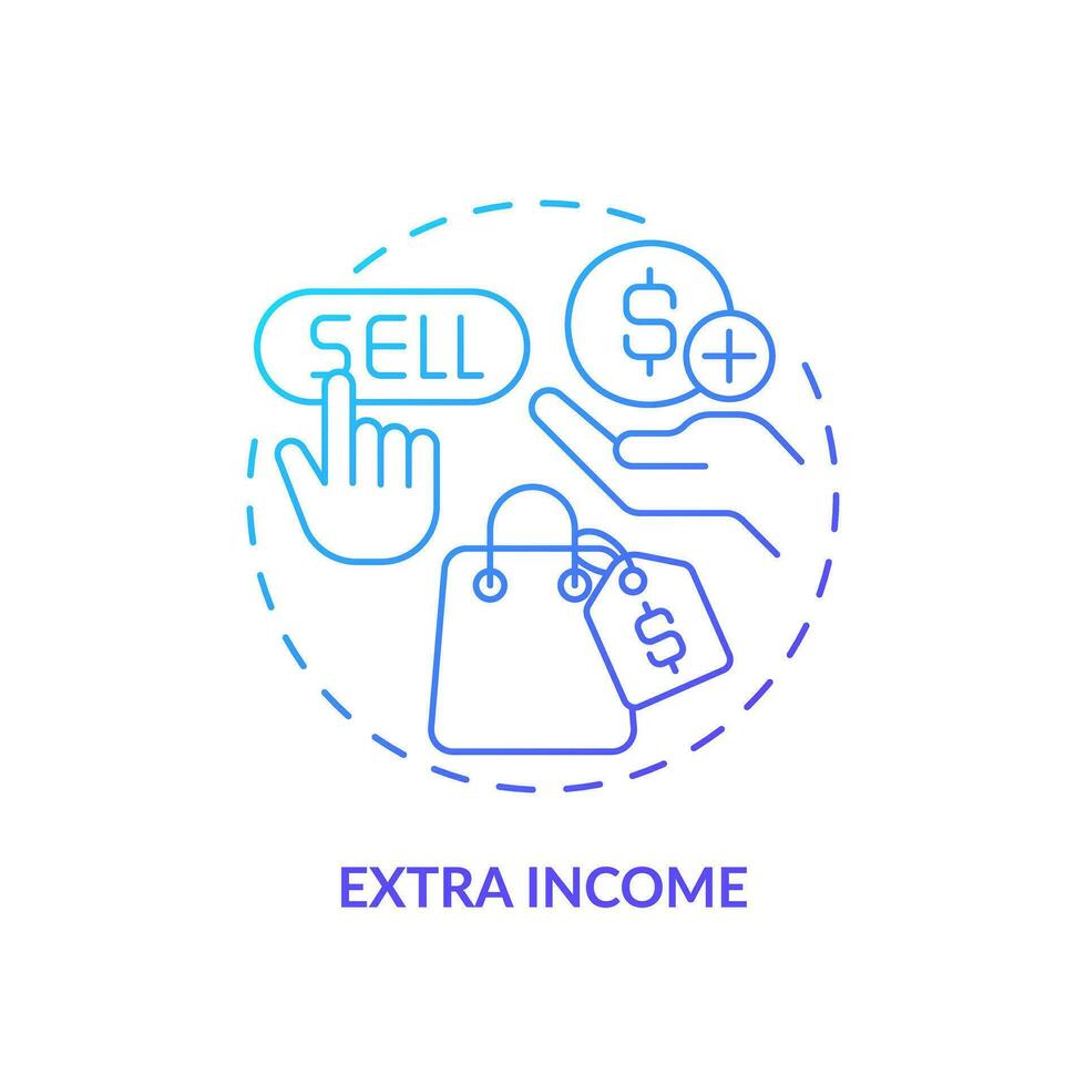 2D blue gradient icon extra income concept, simple isolated vector, C2C thin line illustration. vector