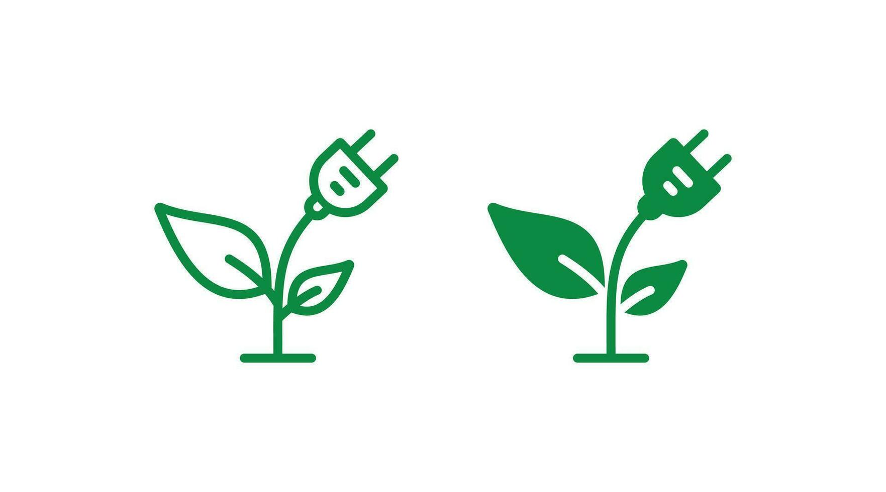 Renewable green energy saving icon. Electric plug and sprout vector