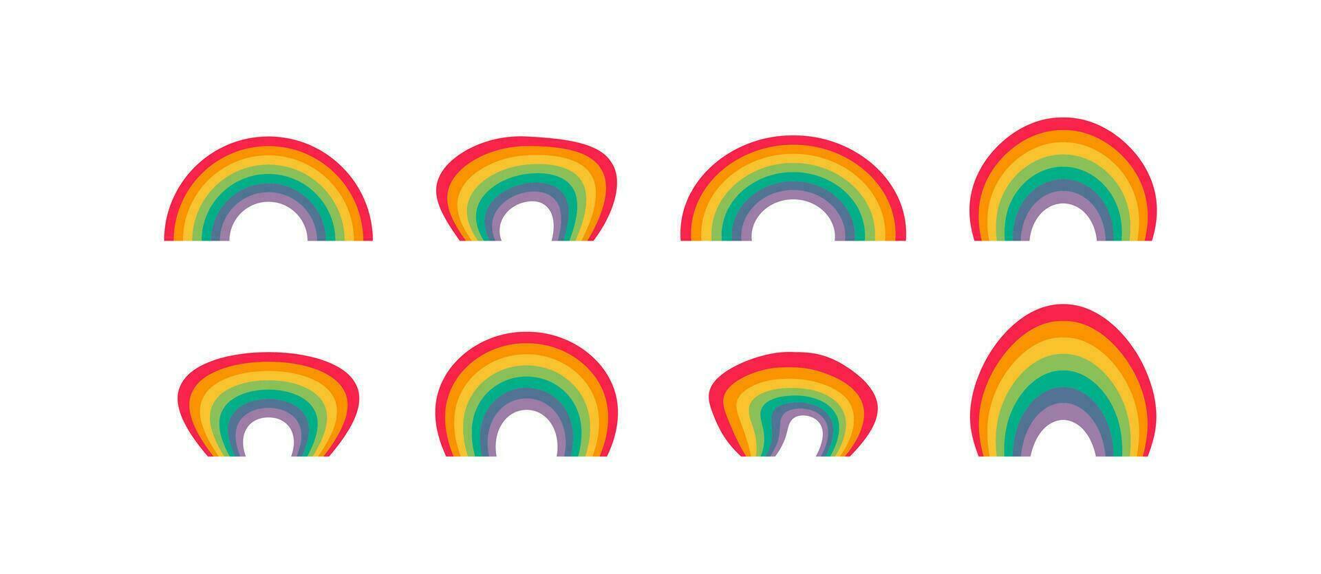 Rainbow icon set. Colored arch vector